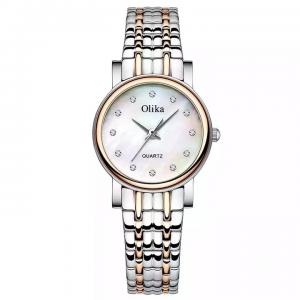 Round Ladies Quartz Watch Bracelet Set Green Dial Simple Rose Gold Mesh Luxury