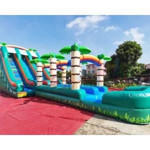 China Long Palm Tree Bounce House Pool Inflatable Water Slide supplier