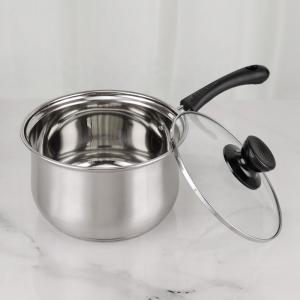 Kitchenware Stainless Steel Soup Boiling Pot Milk Pan with Glass Lid