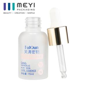 China Screen Printed Glass Oil Dropper Bottle 15ml Flat Shoulder Cosmetic supplier