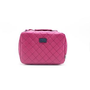 Square Leather Cosmetic Bags 8.5cm Pink Leather Makeup Bag