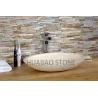 Custom Unusual Stone Sink Basin , Freestanding Bathroom Sink Shallow Oval Design