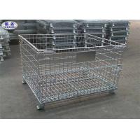 China Folding Stackable Industrial Wire Containers Pallet Cage With U Shaped Channel on sale