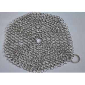 4"*4" Rectangle Chainmail Cast Iron Pan Scrubber For Clean Cookware , Food Grade