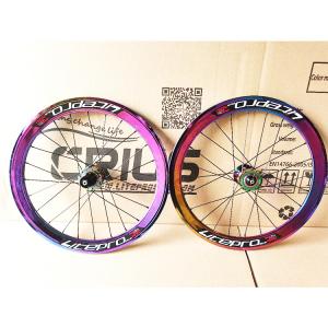 Road Bicycles 20 Inch Aluminum Alloy Wheelset 8/9/10/11 Speed 4 Bearing Double Wall Rainbow Color