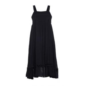 China Black Color Chiffon Plus Size Slip Dress Polyester Material With Flounce Hem And Lined supplier
