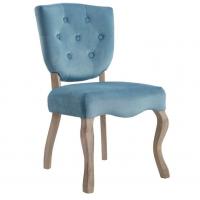 China Antique Furniture Dining Room Chairs Button Tufted Blue Color Linen Fabric on sale