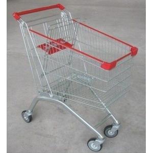 China Wire Steel Store4 Wheel Shopping Trolley / Retail Hand Push Wheeled Shopping Basket supplier