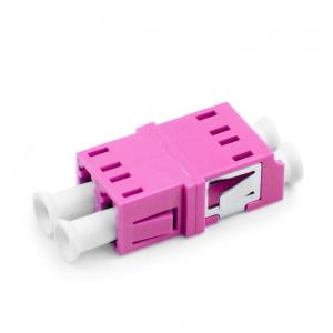 China Rose Color OM4 Fiber Optic Adapter For Duplex LC Patch Cords supplier