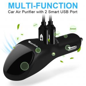 2 USB Port  Smart Car Charger With Ionic Air Cleaner Ionizer , Car Air Purifier