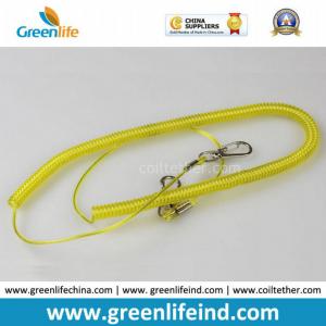 Yellow Retractable Clip Elastic Plastic Coil Cord Rope Strap Lanyard