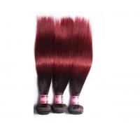 China Dark Red  Ombre Human Hair Extensions , Silky Straight Real Hair Ombre Extensions on sale
