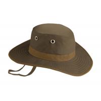 China Broad Brimmed Waxed Cotton Hat , Leather Belt Poly String Tan Mens Summer Brim Hats on sale