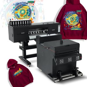 China 24Inch Dual I3200 Head Dtf Printing T-shirt Printing Machine Set with Powder Shaking Machine Plate Type Roll-to-Roll Printer wholesale