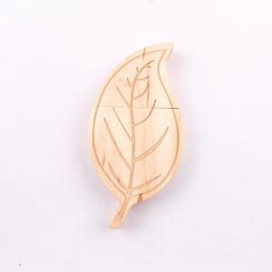 15MB/S 32GB 128GB Wooden USB Flash Drive Leaf Shape Memory I Fast Speed