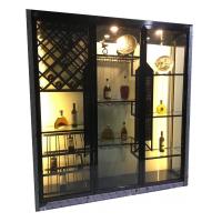 China Luxury Dining Room Furniture Modern Stainless Steel Glass Door With LED Display Rack Wine Cabinet on sale