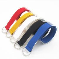 China Canvas Knitted Belt 110cm Double D Ring Belt Unisex Cotton Web on sale