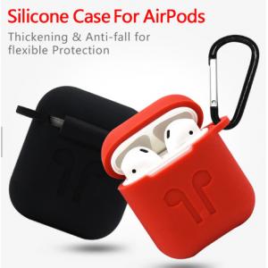 Protective Charging Case Cover For Air Pods Portable Soft Silicone Skin cover case with Carabiner Keychain for Apple Air