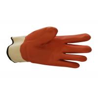 China Winter Orange PVC Gloves 100% Cotton / Jersey Lining For Extra Comfort on sale