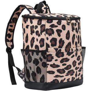 Leopard Canvas Insulated Cooler Backpack Waterproof Picnic Bag Food Delivery