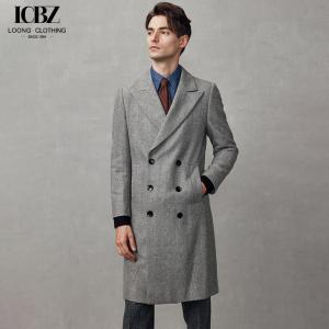 China British Style Wool Gray Windbreaker Overcoat for Men's Mid-Length Double-Breasted supplier