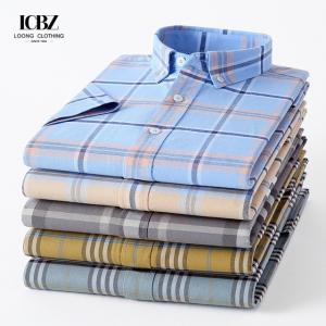 Casual Plaid Shirt 100% Cotton Oxford Cotton Anti-Wrinkle Breathable Thin Man Shirts