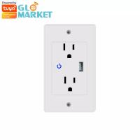 China Smart Wifi Tuya US Standard Wall Socket with USB 2 Plug Outlets For Home Use Electrical 10A 120V Socket With Google&Alex on sale