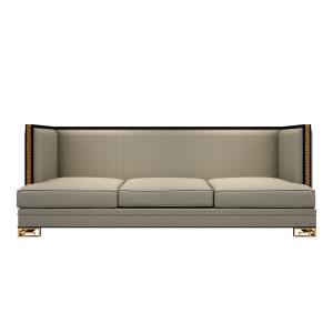 China Light luxury Sofa set in Fashion hotel lobby used Stainless steel and Linen fabric upholstered seating furniture supplier