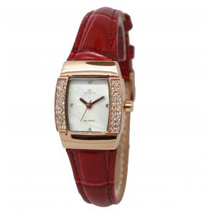 Rectangle Ladies Fashion Watches Jewelry Red Wrist Leather Strap