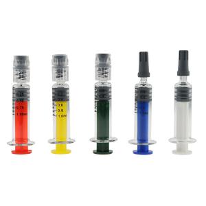 China Borosilicate Glass Custom Weed Pack 1ml Colored Luer Lock Syringe For Concentrate Oil supplier