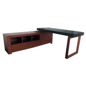 China L Shaped Office Desk With Slide Drawers / Assembled Cherry Wood Desk supplier