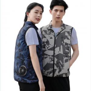China Sleeveless Cooling Vest With Fan Camouflage Blue Two holes fan installation supplier