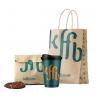 Flat handle Brown Cardboard Takeaway Paper Bags For Supermarket