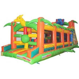 China Animal Kingdom Outdoor Children's Blow Up Obstacle Course With Slide supplier