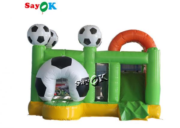 Green Small Football Jumper Inflatable Bounce Soccer Bouncer Slide Combo