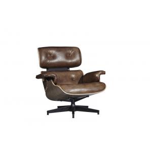 Vintage Industrial  Leather Eams Leisure Swiviel Chair Bend wood Frame