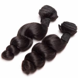 Loose Wave Curly Human Hair Weave Bundles Silk Soft With Thick Full Ends