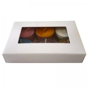 China Clear Window Paperboard Gift Boxes White Tea Light Candle Packaging Matte lamination supplier