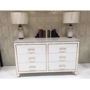 China White High Gloss Hotel Room Dresser 6 Drawers With Metal Strip , PU Lacquer Paint supplier