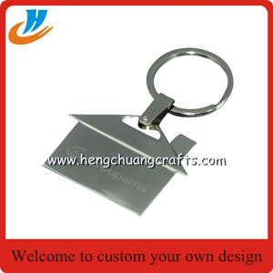 House shaped metal keychain/key holder, house shape keychain with custom logo