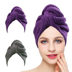 Custom Label Curly Hair Microfiber Turban Towel Wrap purple gray