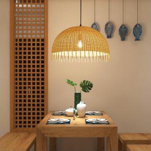 Wicker Rattan Shade Pendant Ligth Fixture Wire Asian Nordic Creative Hanging Ceiling Lamp Droplight(WH-WP-34)