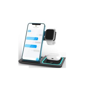 China 3 em 1 Carregador Flexível Rápido Sem Fio Logotipo Personalizado Para Telefone Fone de Ouvido IWatch supplier