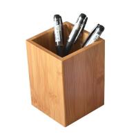 China Multi Purpose Bamboo Wood Desk Pen Pencil Holder Stand Pencil Cup Pot Desk Organizer on sale