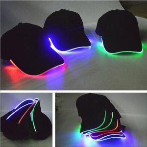 China Flashing Adult Cotton Unisex Baseball Caps Shining LED Light Adjustable Bone 3 Colors supplier