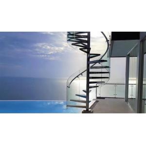 China Spiral Staircase VH06S  Spiral Stainless Steel Stair Tread Beech Curved Glass Handrail 304 Stainless Steel supplier