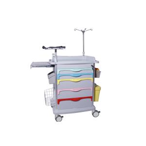 China Luxury Patent Medical Trolley ABS Plastic Cart Hospital Emergency Functional Trolley  (ALS-ET001) supplier