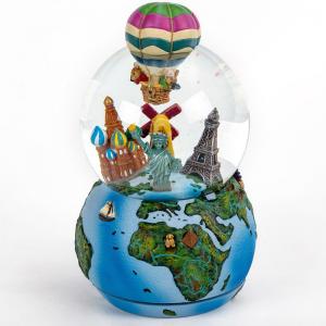 Resin 100mm Eiffel Tower Snow Globe Music Box