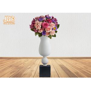 China Decorative Frosted White Fiberglass Pot Planter With Frosted Black Base supplier