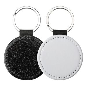 China Porte-clés par sublimation en cuir vierge coloré, simple face, pailleté, porte-clés personnalisé wholesale